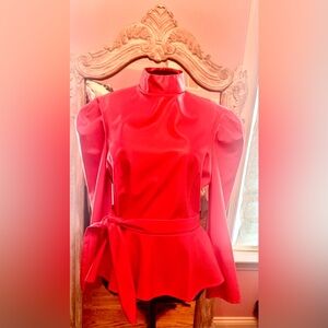 Elegant hot pink High-Neck Blouse